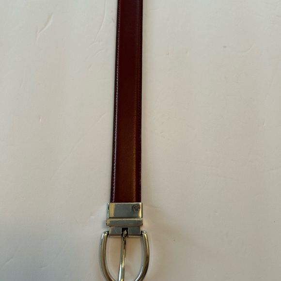 Ralph Lauren Leather Belt burgundy black 34” Silver Buckle reversible - Picture 7 of 11